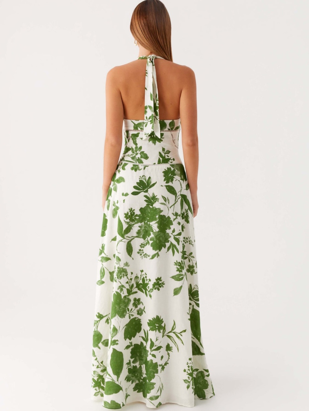 Peppermayo Green Floral Halter Maxi Dress - White & Green - Picture 2 of 13